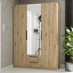 Szafa z lustrem i szufladami 150 cm Dąb Artisan